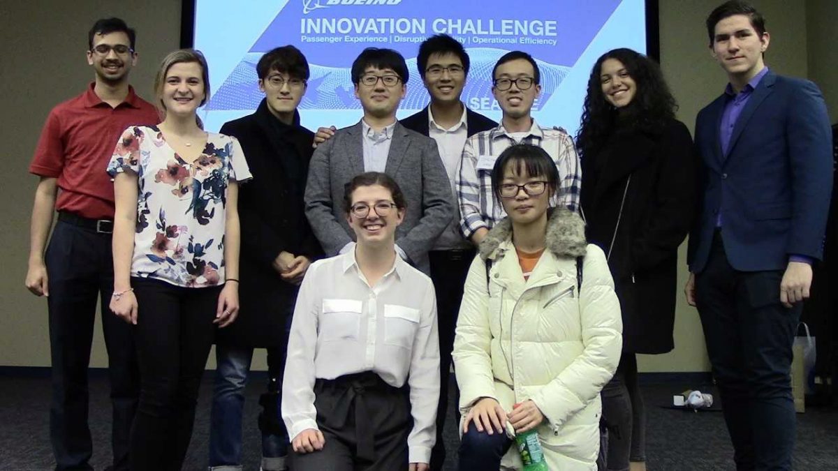 A photo of the Georgia Tech students who flew to Seattle as a part of the Boeing CHallenge