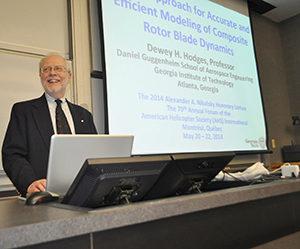 Dewey Hodges delivering the Nikolsky Lecture at Georgia Tech, November 21
