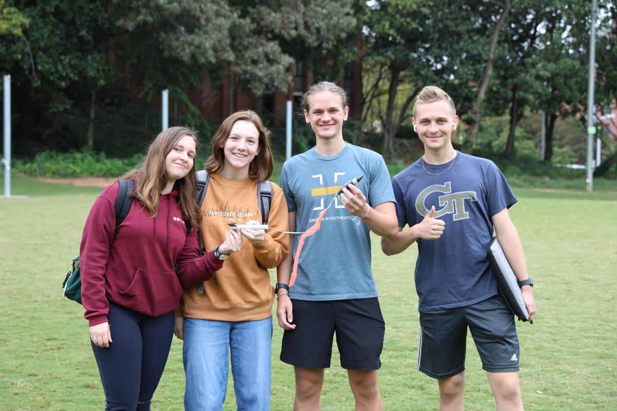 students in the AE1601 course launch hobby rockets 